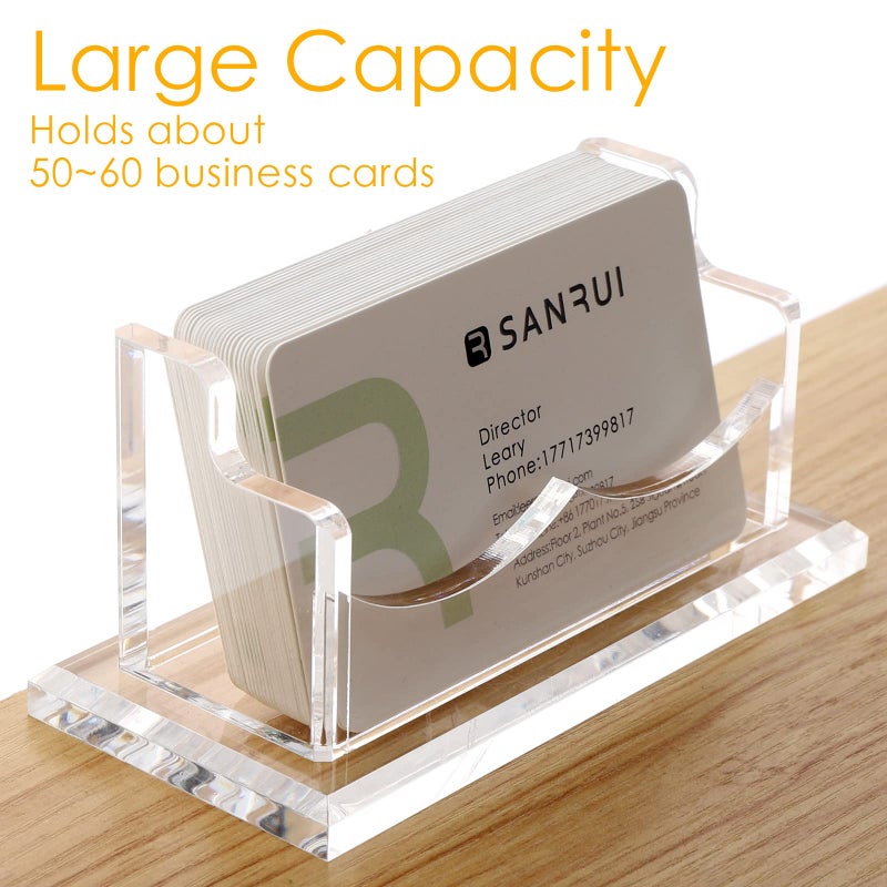 SANRUI Acrylic Business Card Holder for Desk, Horizontal Business Card Display Stand, Clear Business Card Holder Stand, Fits 50~60 Business Cardsï¼ˆPatent No.:US D1,000,519 Sï¼‰ - Image 3